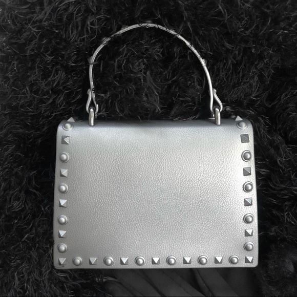 NWT Most Wanted Studded Jelly Mini Purse/Crossbody in Metallic Steel Gray - Picture 4 of 11